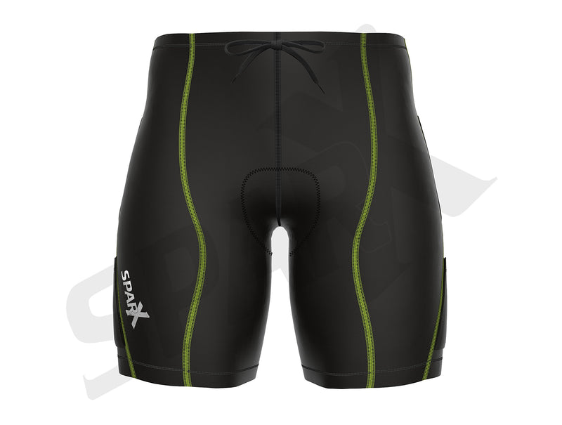 Sparx Energy Compression Triathlon Short Tri Cycling Short Bike Swim Run 7060 Black/Neon Green Small - BeesActive Australia