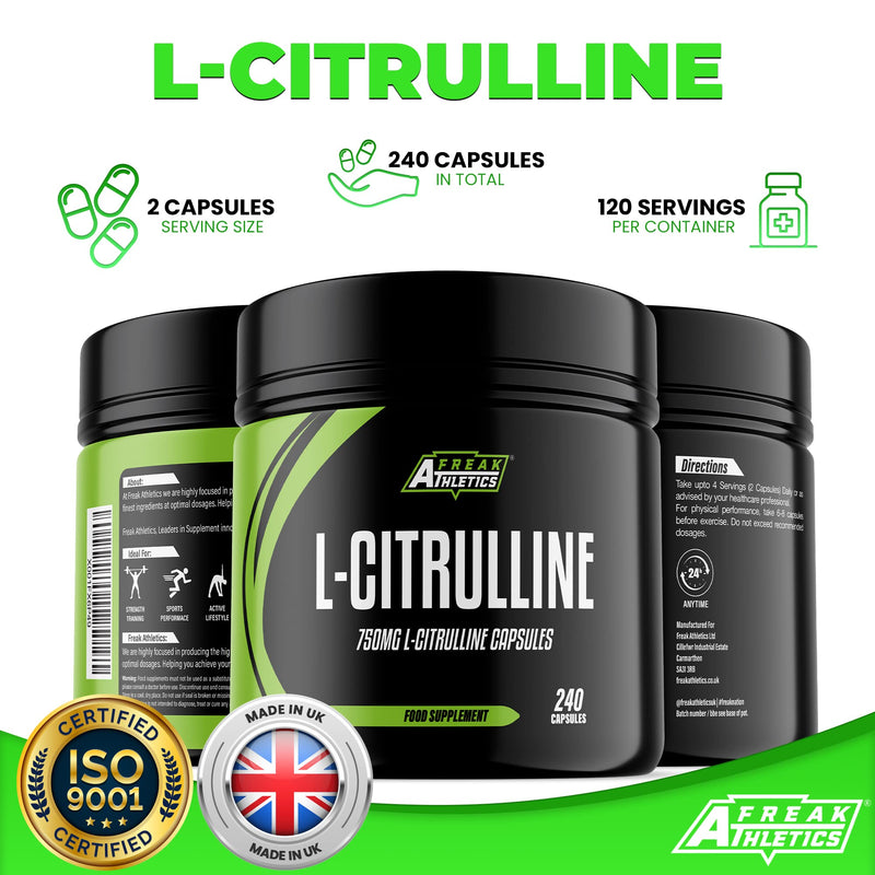 L-Citrulline 240 Capsules - 750mg Capsules / 1500mg Per Serving - High Strength Amino Acid for Muscle Performance & Recovery - BeesActive Australia