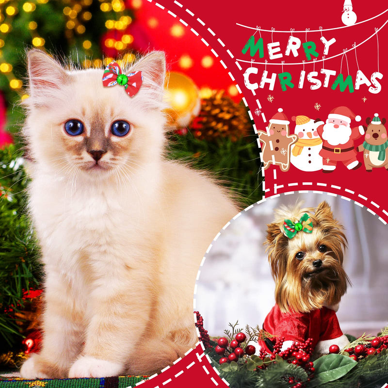 160 Pcs Christmas Dog Hair Bows Christmas Dog Topknot Bows with Rubber Bands Rhinestone Dog Grooming Bows with Santa Snowman Puppy Hair Bows Ties Dog Hair Accessories Bowknot Santa Snowman Style - BeesActive Australia
