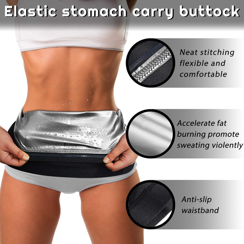 Waist Trimmer Sweat Waist Trainer Wrap Stomach Wraps for Women Bodybuilding Silver Inner Small - BeesActive Australia