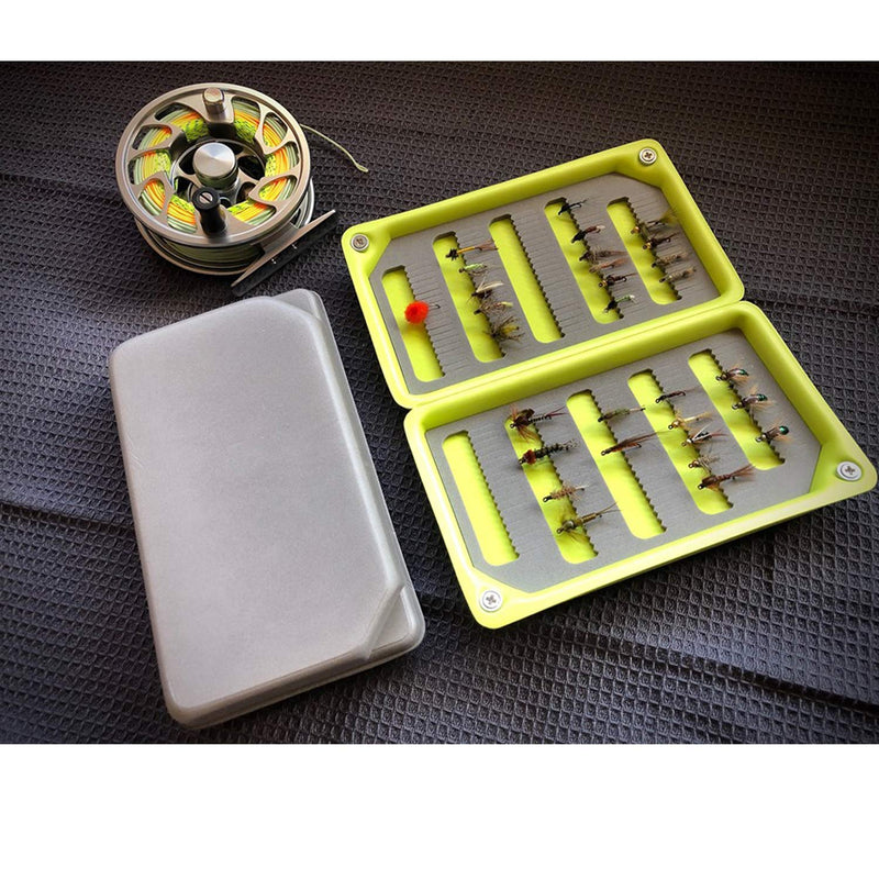 Aventik 2 PC Fly Box Float Tackle Box Slit EVAFoam Fly Fishing Tackle Boxes Fishing Storage 6X3.48X1.2inch Green+grey- 2pc pack - BeesActive Australia