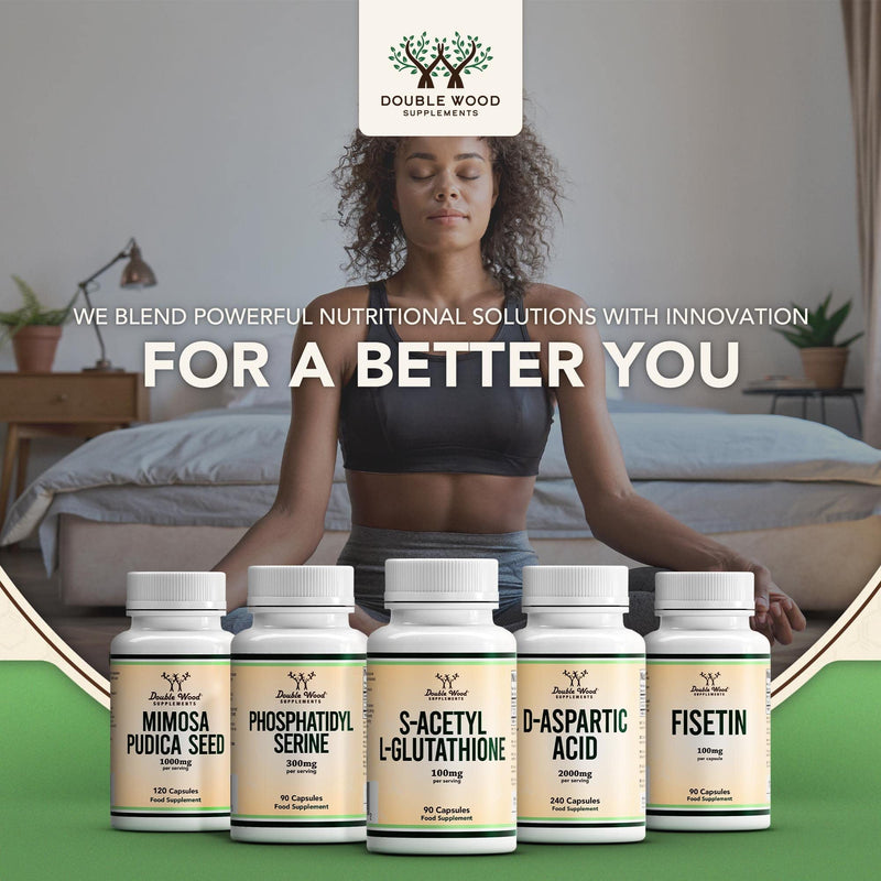 Double Wood Glutathione Supplement | 90 S-Acetyl L-Glutathione Capsules - 100mg per Serving | L Glutathione Antioxidant Supplement | Non-GMO & Gluten Free 90 Capsules - BeesActive Australia