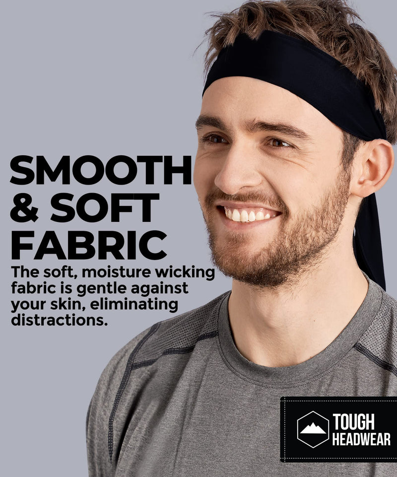 Tie Headband - Sports Head Ties for Men, Women, Kids - Ninja, Karate, Tennis, Pirate Head Band & Bandana - Athletic Sweatband/Hair Band for Basketball, Softball, Running, Workout - Sweat Wicking Midnight Black - BeesActive Australia