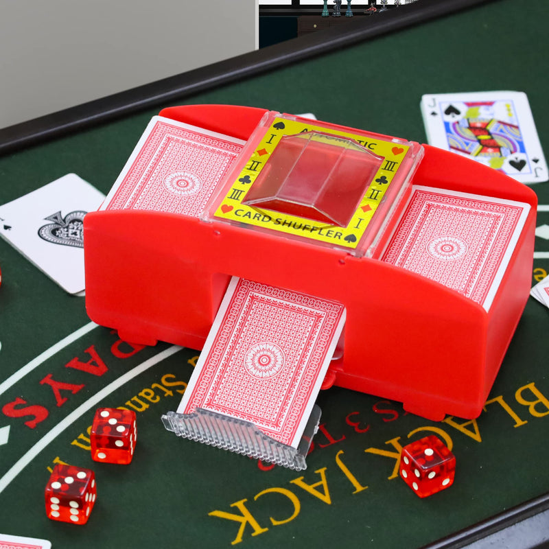 WYZworks Black/Red Casino 2 Deck Automatic Playing Card Shuffler - Battery Operated Electric for Blackjack and Poker Playing Card Games (1-2 Deck, Cards and Battery not Included) Red - BeesActive Australia