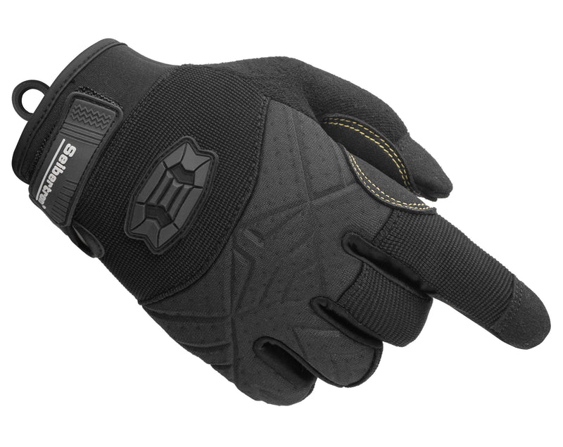 [AUSTRALIA] - Seibertron Full Finger Padded Palm Lightweight Breathable Climbing Rope Gloves for Climbers, Rock Climbing, Rescue, Adventure, Sailing, Kayaking, Outdoor Sports Black Large 