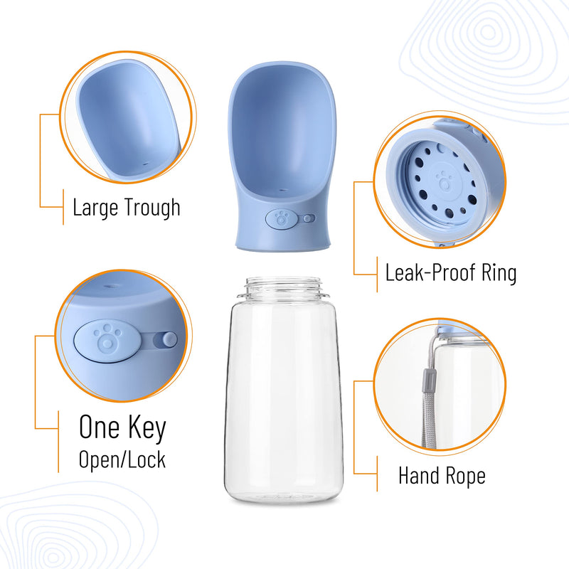 Mr. Pen- Dog Water Bottle, 19oz, Blue, Dog Water Bowl Dispenser, Water Dispenser for Dogs, Portable Dog Water Bottle, Water Bottle for Dogs, Pet Water Bottle, Dog Travel Water Bottle. - BeesActive Australia