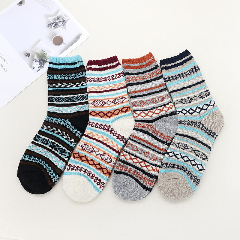 Men's Wool Socks Ankle Winter Warm Socks Athletic Fuzzy Socks Sports Crew Socks Soft Fall Hiking Socks 4/Diamond (Size 9-11) - BeesActive Australia