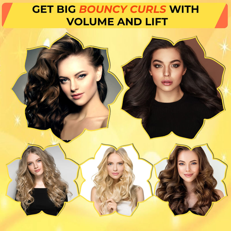 Large Hair Rollers with Clips - Self Grip Jumbo/Big Curlers Rollers for Hair Volume, 18 Pack, 3 Sizes (6 Pcs Each) with 12 Hair Roller Clips - BeesActive Australia