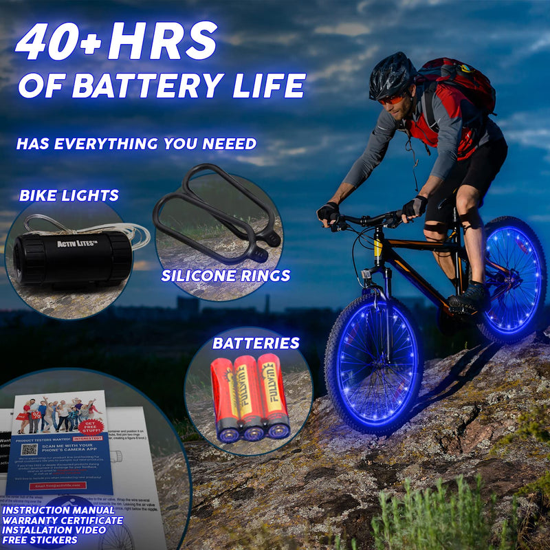 Activ Life LED Bike Wheel Lights with Batteries Included! Get 100% Brighter and Visible from All Angles for Ultimate Safety & Style (1 Tire Pack) Blue 1 Wheel - BeesActive Australia