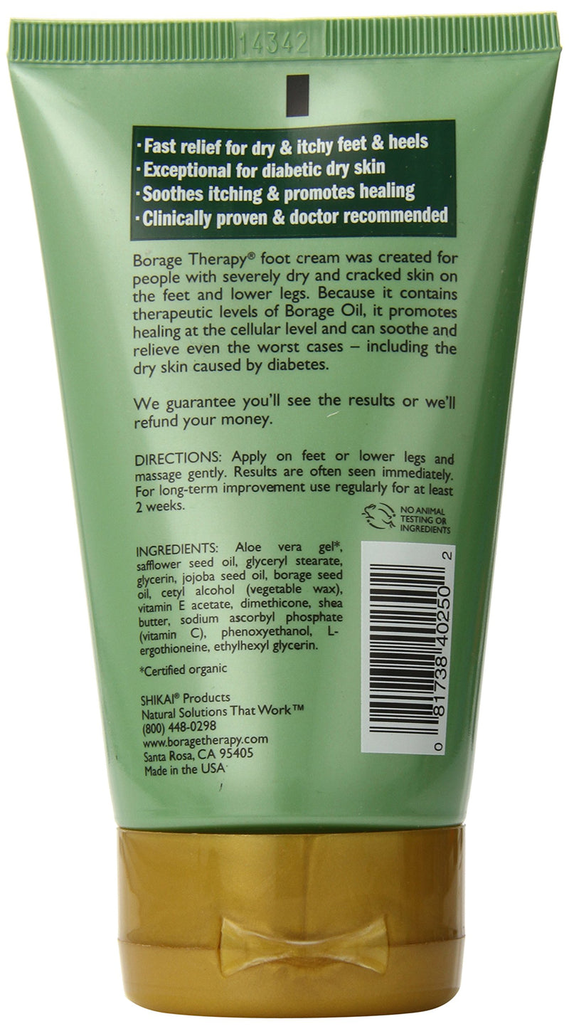 Shikai - Borage Therapy Plant-Based Dry Skin Foot Cream, Combat Dry, Cracked & Flakey Skin On Feet & Lower Legs, Good For Dry Skin Caused By Diabetes, Non-Greasy (Unscented, 4.2 Ounces) 1 - BeesActive Australia