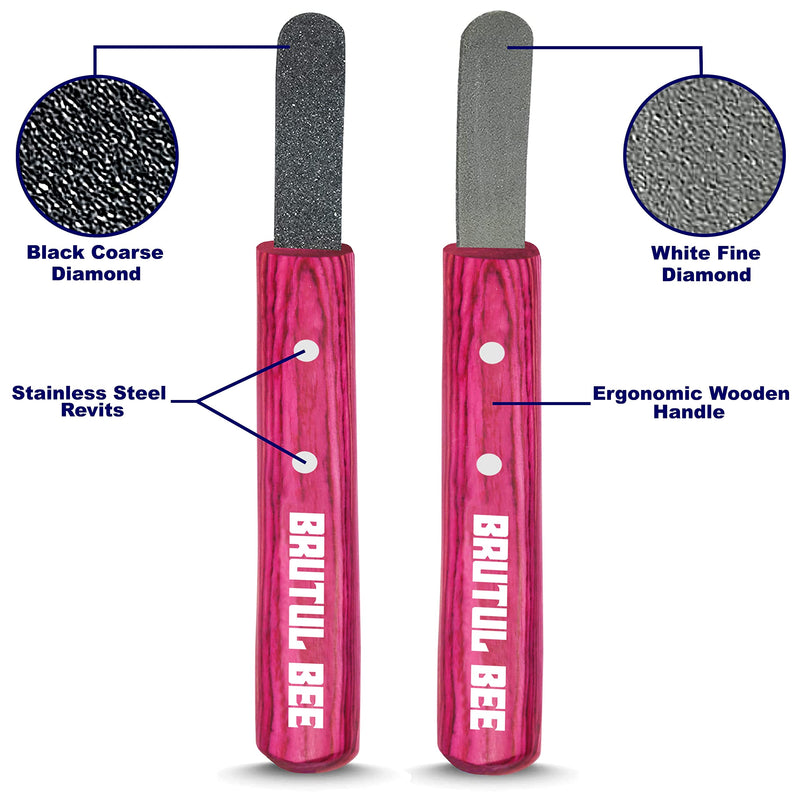 BRUTUL FIGHT Brutul Bee Stripping Metal Stone Diamond Edged for Dogs, Cats & Pets with Wooden Handle (PINK) PINK - BeesActive Australia