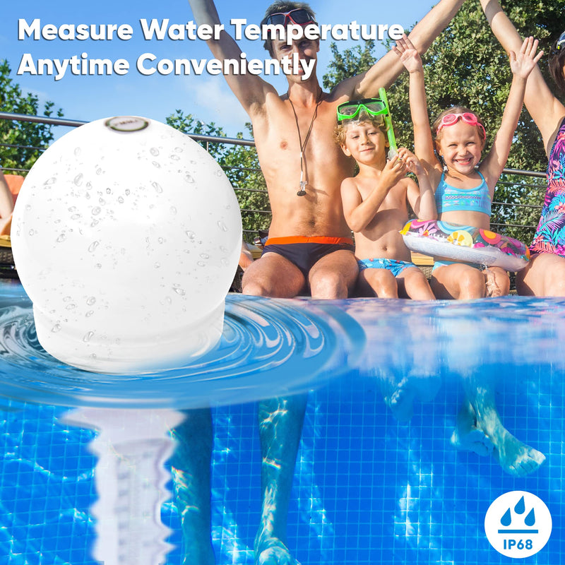 Floating Pool Thermometer w/LED Light - Solar Auto Light-Up Chroma Globe Water Temperature Easy Read Thermometer - for Indoor & Outdoor Swimming Pools, Spa, Hot Tub, Aquarium, Fish Pond - BeesActive Australia