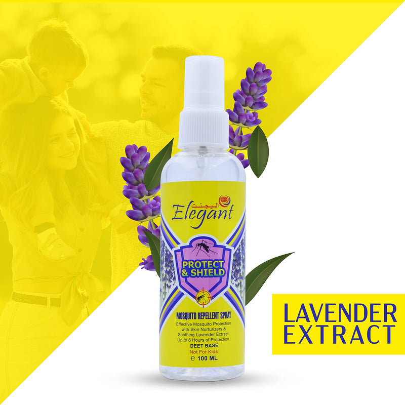 Elegant Mosquito & Tick Repellant Spray – 100ML – Pack of 2 – Lavender Extract – DEET Base – Tick, Insect & Mosquito Repellant | 8H Protection, Protect & Shield Spray | NOT for Kids, Anti-Bug Spray 2 x 100 ML (PACK of 2) - BeesActive Australia