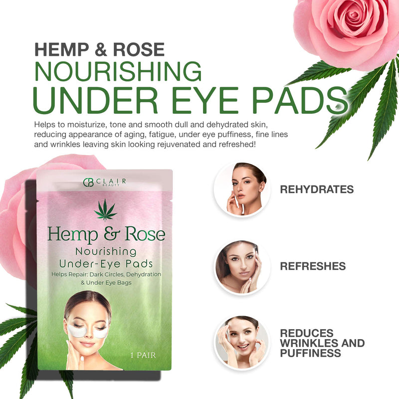 CLAIR BEAUTY Hemp & Rose Nourishing Under Eye Mask Patches - Moisturizing & Replenishing | Reduces Fine Lines & Wrinkles | Reduces Dehydration & Puffiness | Made in Korea - 5 Pairs - BeesActive Australia