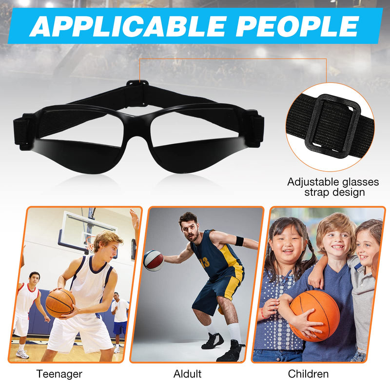 8 Pieces Basketball Goggles Sport Dribble Goggles Adjustable Sports Goggles for Basketball Training Aid for Men Kids Black - BeesActive Australia