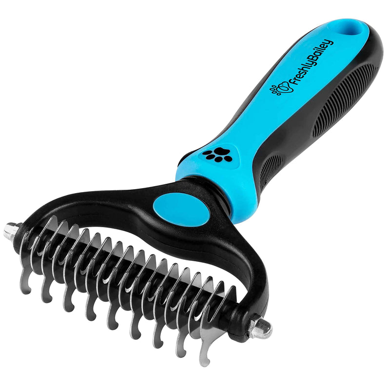 Freshly Bailey Dematting and Deshedding Grooming Tool - Dual Length Pet Comb - Self Cleaning Slicker Brush for Cats and Dogs - BeesActive Australia
