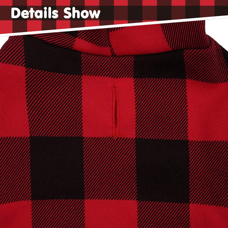 Plaid Dog Hoodie Pet Clothes Sweaters with Hat X-Large (Pack of 1) Red - BeesActive Australia