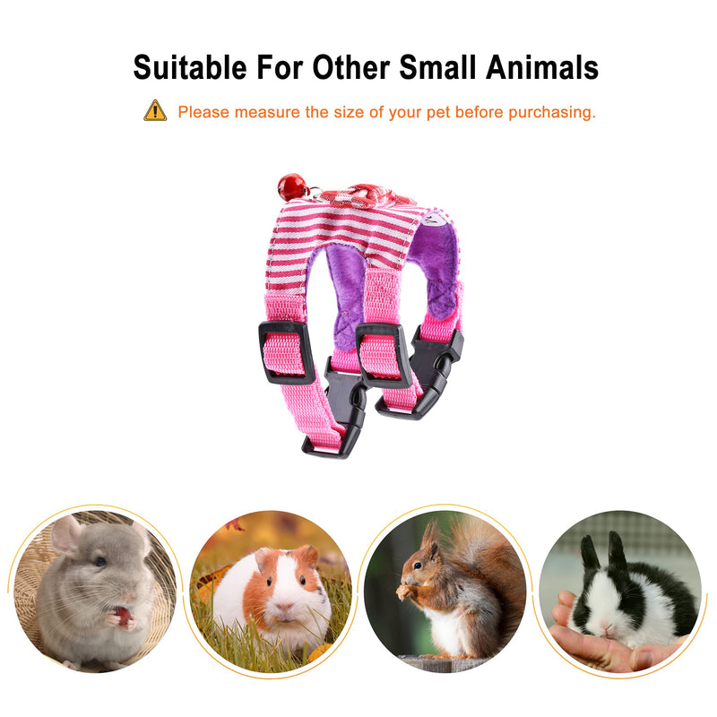 Filhome Small Pet Harness Vest and Leash Set with Bowknot and Bell Decor Chest Strap Harness Adjustable Soft Breathable for Outdoor Walking Guinea Pigs, Ferret, Chinchilla Pink - BeesActive Australia