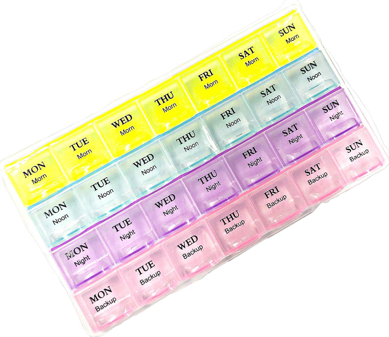 Weekly Pill Box 7 Day 28 Compartments Tablet Organiser with Labels Requisite Needs - BeesActive Australia