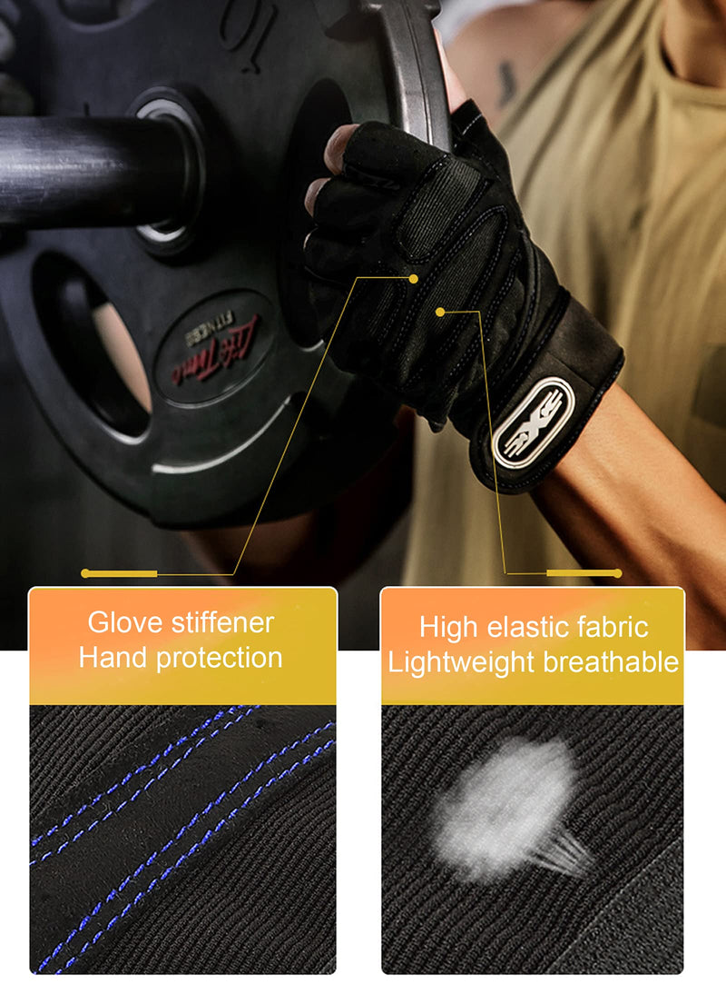 SUJAYU Workout Gloves, Gym Gloves for Men, Wrist Wraps Lifting Wrist Wraps Gloves for Working Out, Hand Out Gloves Fitness Gloves Full Palm Protection Black Medium - BeesActive Australia