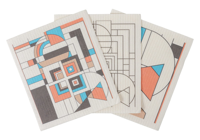 KAF Home Frank Lloyd Wright Swedish Dish Cloths (6.7 x 7.5-inch) - Set of 3 Reusable, Absorbent Cellulose Sponge Towels for Kitchen, Cleaning Counters, and Washing Dishes (December Gifts) - BeesActive Australia