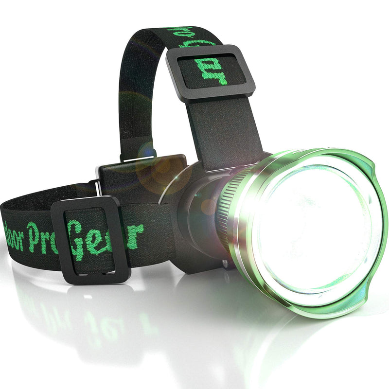Outdoor Pro Gear Led Headlamp Flashlight [3-AA Batteries Included] Super Bright Zoomable Spotlight Head Lamp for Caving Hunting Hiking Camping. for Men and Women. Emergency Supplies (Green) Nature Green - BeesActive Australia