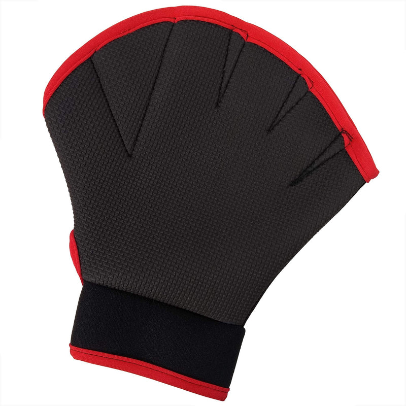Flow Swimming Resistance Gloves - Webbed Gloves for Water Aerobics, Aquatic Fitness, and Swim Training Black/Red Medium - BeesActive Australia