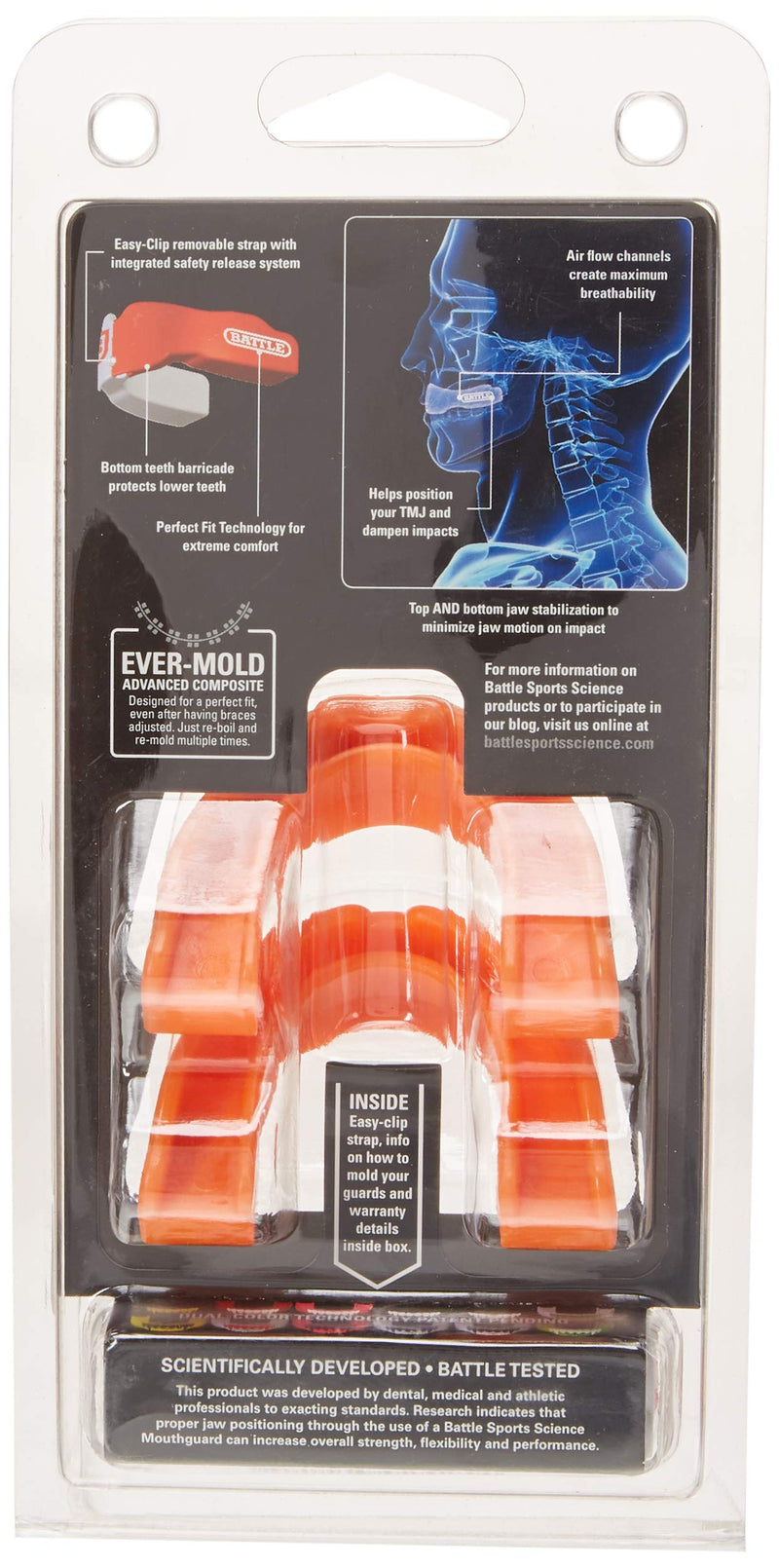 [AUSTRALIA] - Battle 2-Color Mouthguard (2-Pack), Orange, Adult 