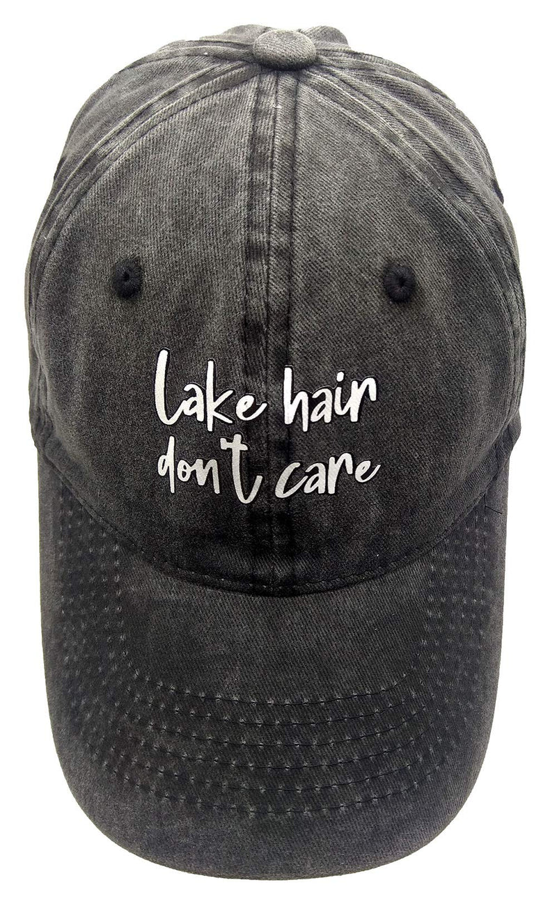 OASCUVER Lake Hair Don't Care Hat, Distressed Cotton Adjustable Lake Life Baseball Cap for Men Women Lake Hair Don't Care Black One Size - BeesActive Australia