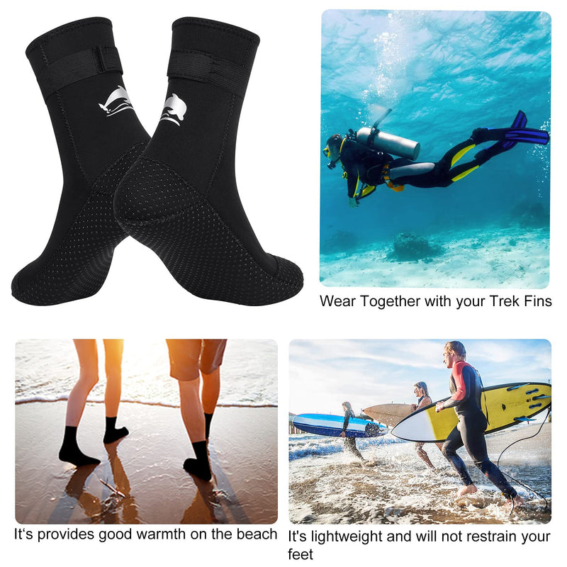 RTDEP Neoprene Socks 3mm Wetsuit Socks Anti-Slip Waterproof Socks Glued Blind Stitched Swimming Socks Fin Diving Socks Black Small - BeesActive Australia