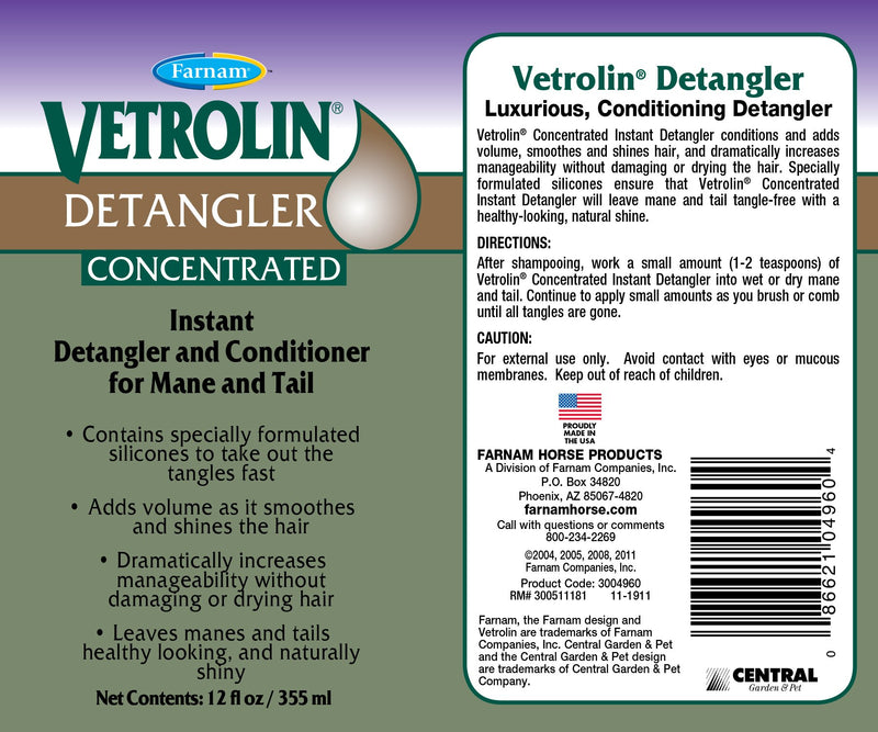 [AUSTRALIA] - FARNAM Home and Garden 3004960 Vertrolin Detangler Horse Mane Conditioner, 12-Ounce 