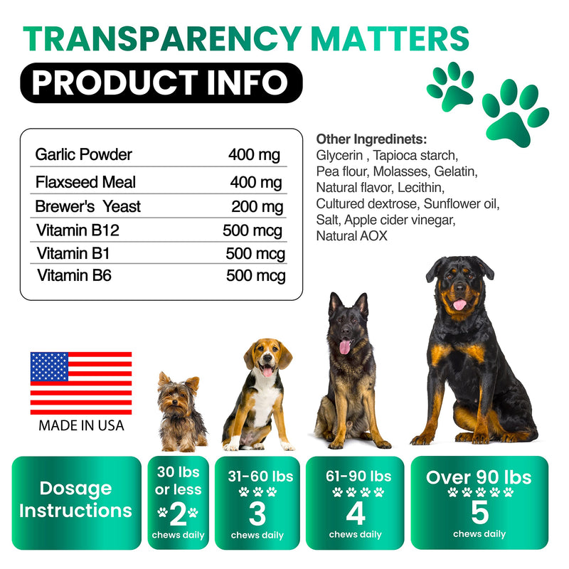 Flea and Tick Prevention for Dogs Chewables - Natural Dog Flea & Tick Control Supplement - Flea and Tick Chews for Dogs - Oral Flea Pills for Dogs - All Breeds and Ages - Soft Tablets - Made in USA - BeesActive Australia