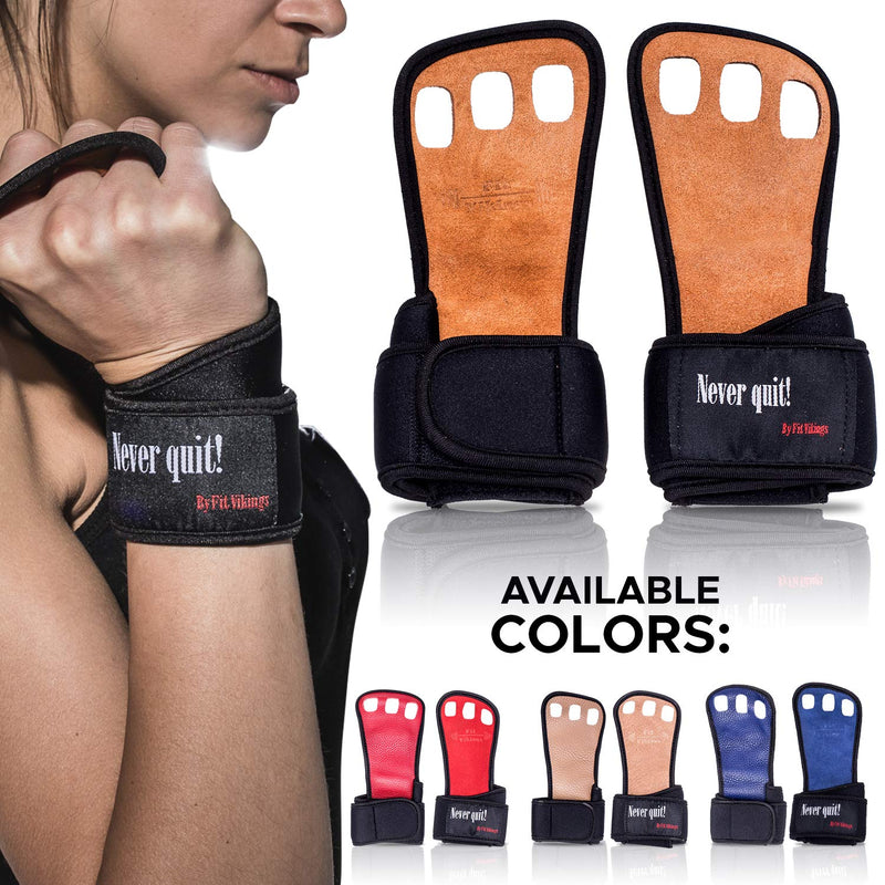 [AUSTRALIA] - Gymnastics Grips - Gloves for Crossfit - Workout Gloves with Wrist Wraps - Weight Lifting Gloves - Gym Gloves for Pull Up - Fitness Hand Grips - Calisthenics Equipment -Fits Men, Women, Girls, Boys Medium Brown - Suede Leather 