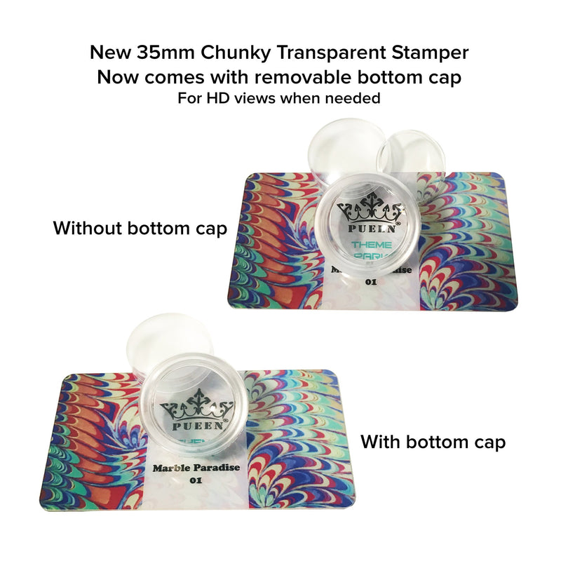 PUEEN 3.5cm Upgraded HD Chunky Clear Transparent Soft Stamper and Scraper Set - Nail Art - Stamping Tools - Clear - BH000706 - BeesActive Australia