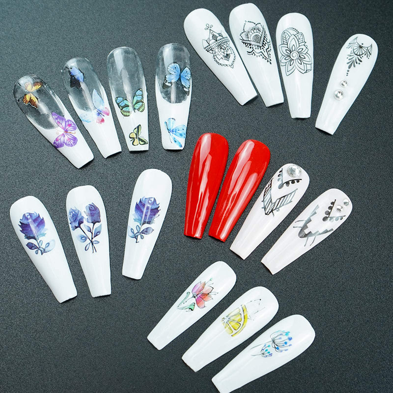 43pcs Butterfly Flower Nail Sticker Set for DIY Nails, Comes with 30 Sheet Butterfly Nail Sticker, 13 Sheet Flower Nail Decal, Cute Nail Designs for Girls Teens Woman 40pcs Butterfly & Flowers - BeesActive Australia