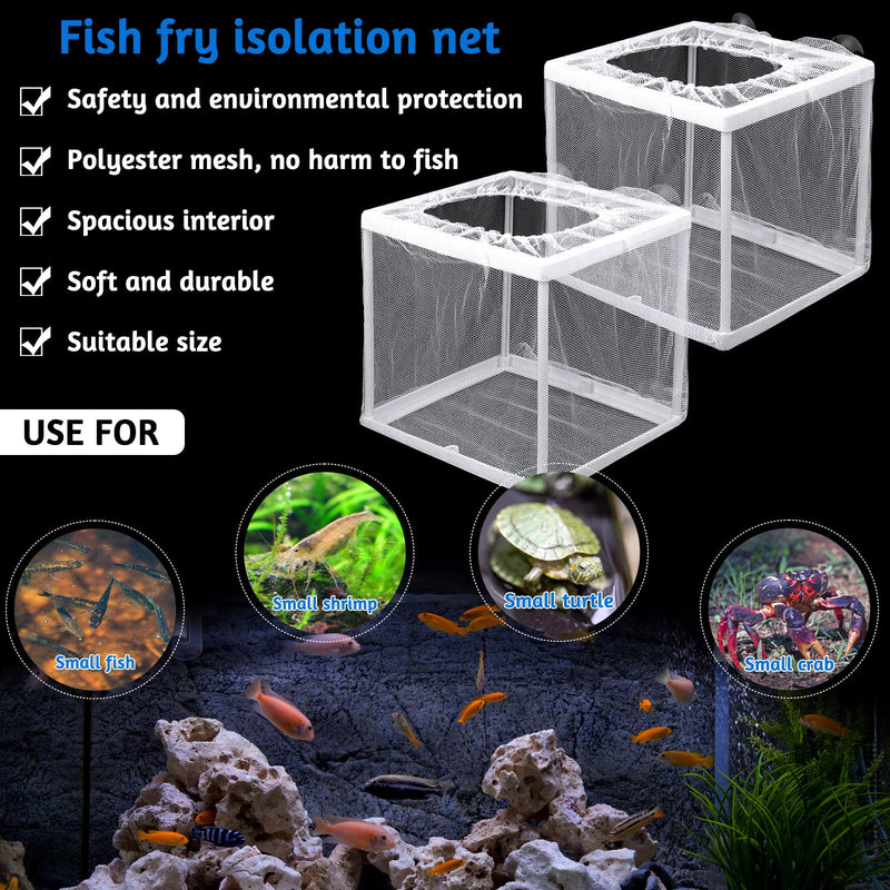 Fish Tank Breeder Net 2 Pcs Aquarium Fish Breeder Box, Separation Net, Small Fish Breeder Isolation Box, Hatching Box for Newborn Small Fish Aquarium Fish Tank(16x15.5x14.5cm) - BeesActive Australia