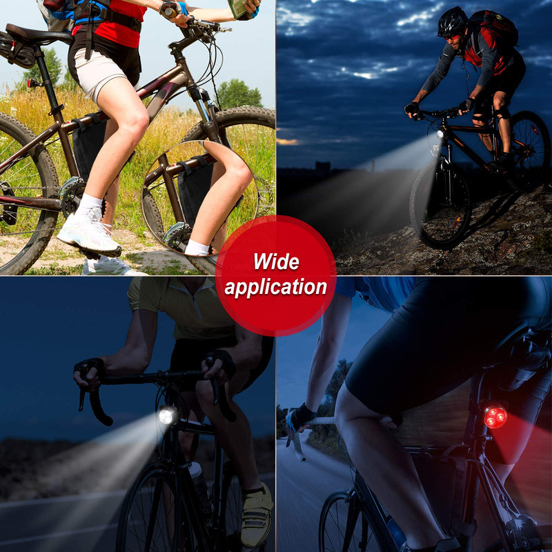 4 Pieces USB Rechargeable Bike Light Bike Headlight and Taillight Front and Rear Bicycle Light and 1 Piece Bike Storage Bag Waterproof Triangle Saddle Frame Pouch for Cycling - BeesActive Australia