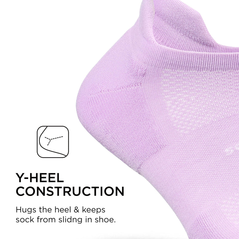 Feetures High Performance Cushion No Show Tab Solid - Running Socks for Men & Women, Athletic Ankle Socks, Moisture Wicking Large Purple Orchid - BeesActive Australia