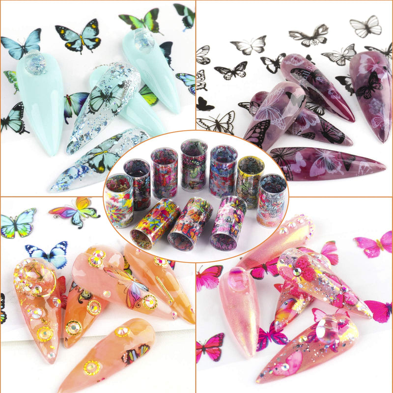 uspxqx Nail Sticker Butterfly Pattern, Nail Art Stickers, 10Rolls of Nail foil Nail Art with Mystery Print, Nail foils Each Nail Decals is 1.6"X40", Beautiful Nail Decorations. - BeesActive Australia