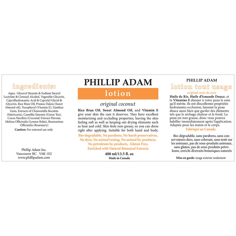 Phillip Adam Coconut Hand and Body Lotion - Lightweight Moisturizer for All Skin Types - 13.5 Ounce - BeesActive Australia