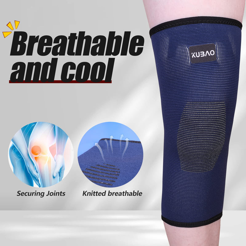 KUBAO 2 Pack Compression Knee Brace for Working Out, Running, Gym, Fitness, Weightlifting High Stretch Knee Pads for Meniscus Tear, ACL, Arthritis, Joint Pain A4-Brown Large - BeesActive Australia
