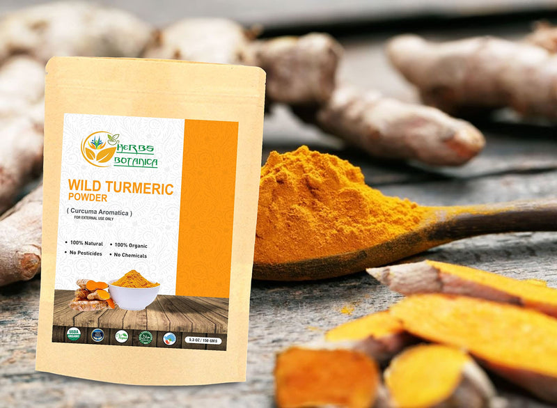 Herbs Botanica Wild Turmeric Powder For Face Reduces Acne, Face Mask, Dark Spots, Hyperpigmentation, Smooth Skin, Kasturi Manjal, Kasturi Turmeric, Aromatic Turmeric 150 Gms / 5.30 Oz - BeesActive Australia