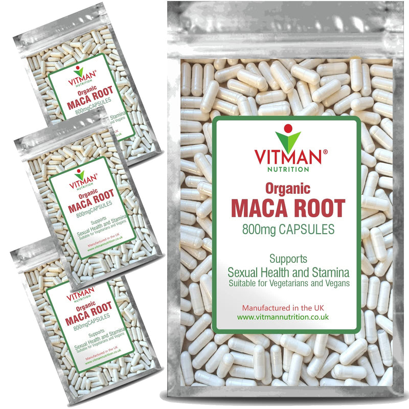 Organic Maca Root 4000mg - 60 Vegan Capsules - 2 Month Supply - High Strength Peruvian Maca Root for Men & Women - Made in The UK (60) - BeesActive Australia