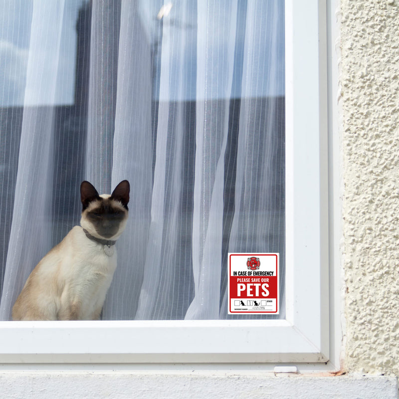 6 x Pet Alert Stickers for House ( 4x5 inch ) - Self-Adhesive Rescue our Pets window sticker - UV resistant, waterproof, Anti Scratch Pet Inside Fire Sticker - Rescue our pets decal - BeesActive Australia