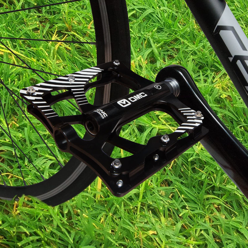 OMC MTB Mountain Bike Pedals 3 Bearing Non-Slip Lightweight Extruded Aluminum Alloy Bicycle Platform Pedals for BMX MTB 9/16" Black - BeesActive Australia