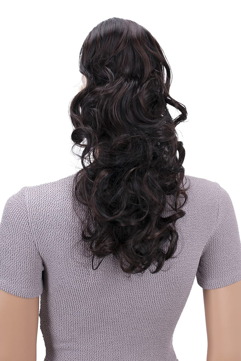PRETTYSHOP 18" Hairpiece Ponytail Extensions Voluminous Wavy Black Dark Brown Mix PH34 black dark brown mix #1H6A PH34 - BeesActive Australia