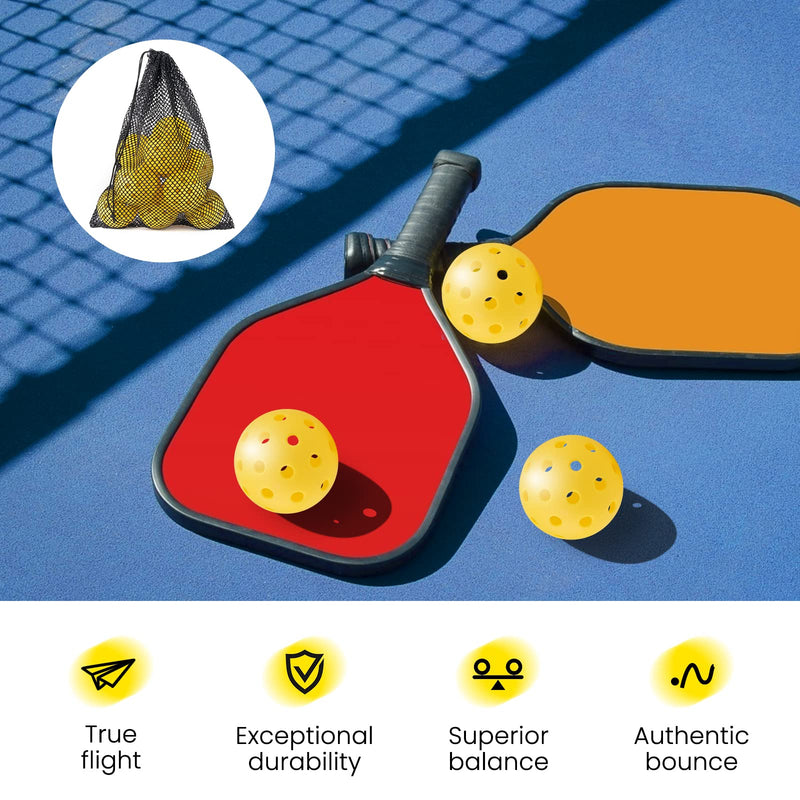 Pickleball, Geekman Premium 40 Holes Pickleball Balls for Outdoor Sport, USAPA Standard for Pickleball Sport, True Flight, Highly Durable and Consistent Bounce 12 Pack Yellow - BeesActive Australia
