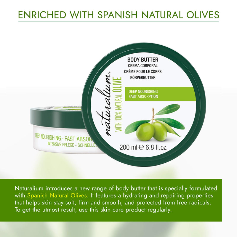 3 in 1 Body Butter with Spanish Natural Olives by Naturalium | Natural Skin Moisturizer for Body, Face, and Foot | Hydrates, Protects, and Softens Skin | Non-Greasy Formula Perfect for Normal and Dry - BeesActive Australia