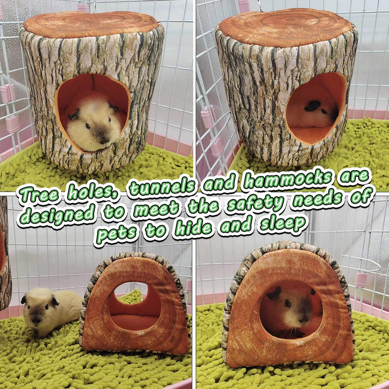 EAEDMY Guinea Pig Rat Ferret Tree Hole Bed and Hammock Tunnel, Ferret Hanging Bunk Bed Hammock, Parrot Bird Tree Hole, Small Animals Hideout and Soft Bed 2.Hammock and tunnel bed - BeesActive Australia