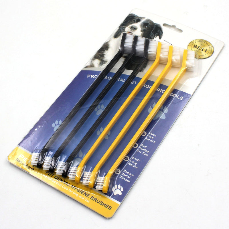 Pet Republique Dog Toothbrush Set of 6 – Dual Headed Dental Hygiene Brushes for Small to Large Dogs, Cats, and Most Pets Handle Toothbrushes Dual-Headed 6 Count - BeesActive Australia